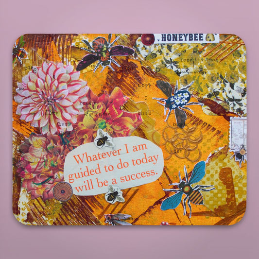  honey bee mousepad with honey bee artwork and a positive message
