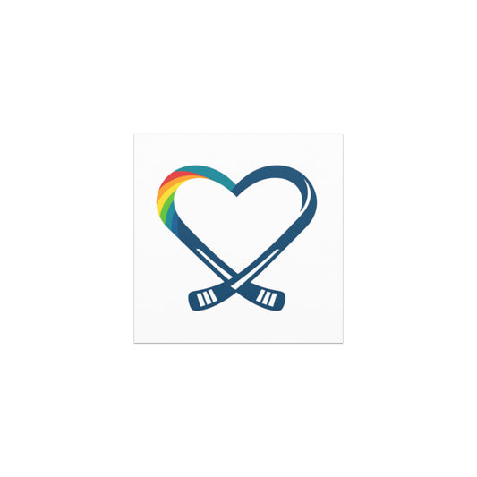 Inclusive hockey logo on a 5x5 car magnet, inspired by a fictional kids’ hockey camp from a beloved hockey romance story that supports mental health and community.
