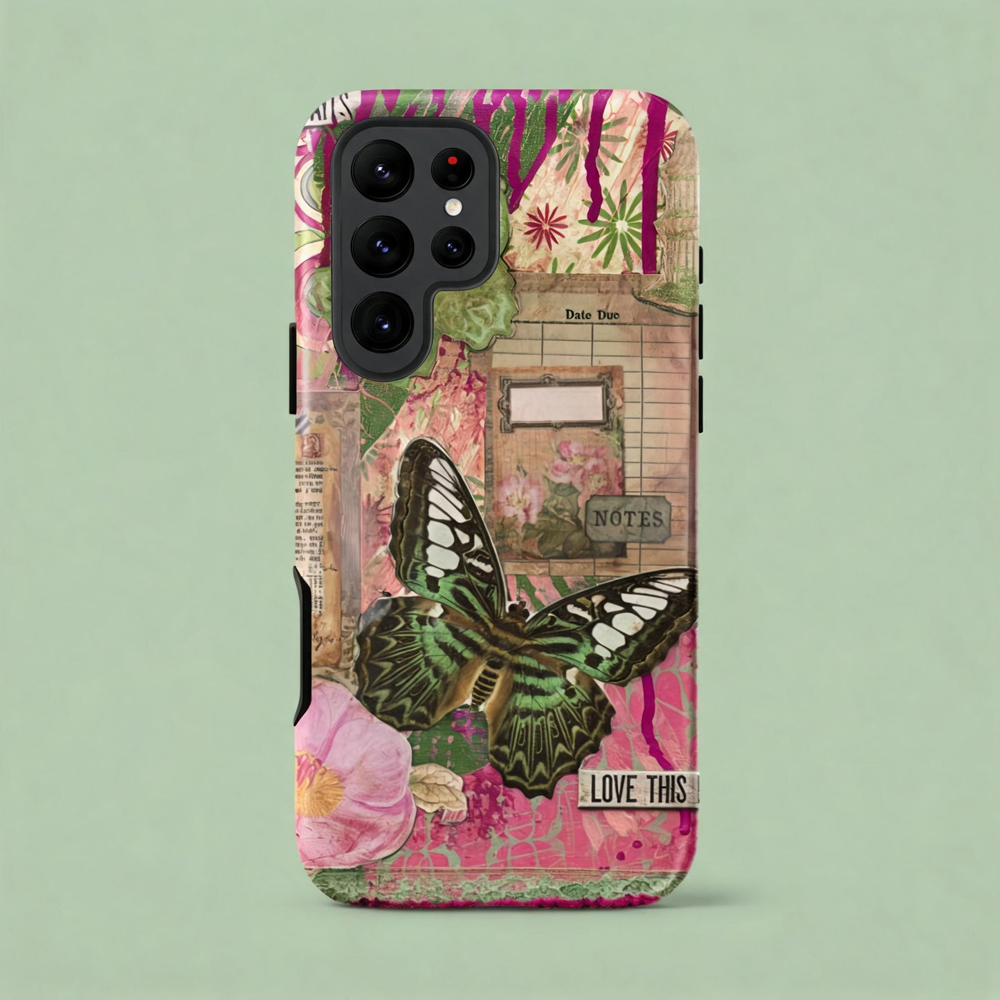 pink floral butterfly Samsung case love this life