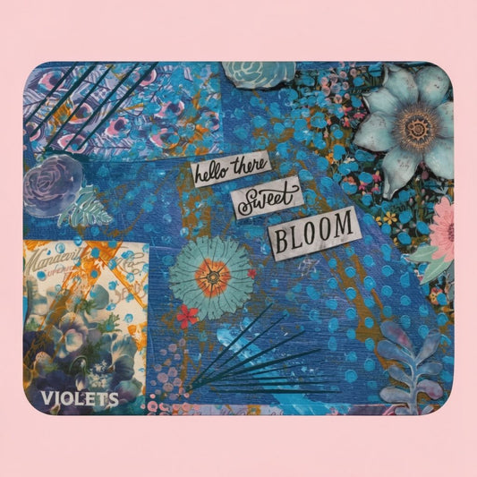 An image of the Hello There Sweet Bloom purple floral mouse pad 