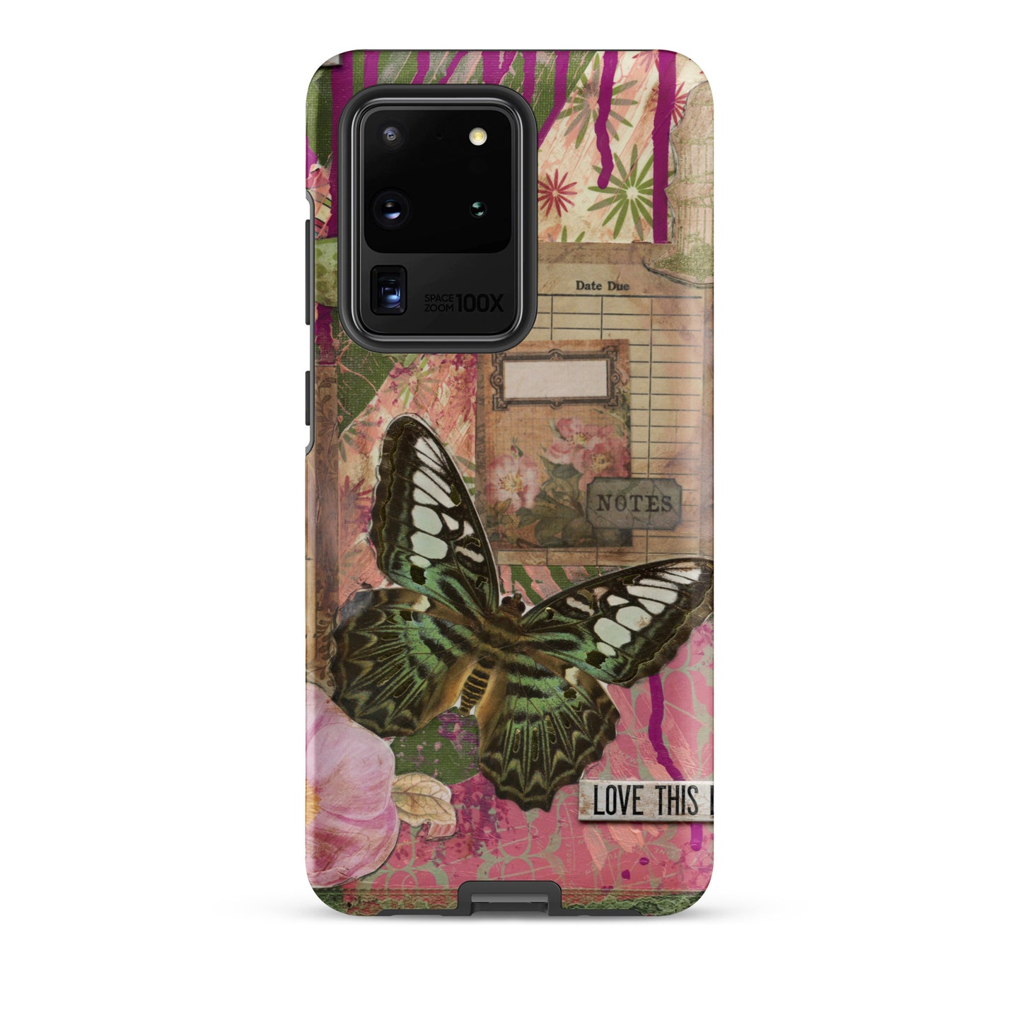 pink floral butterfly Samsung case love this life