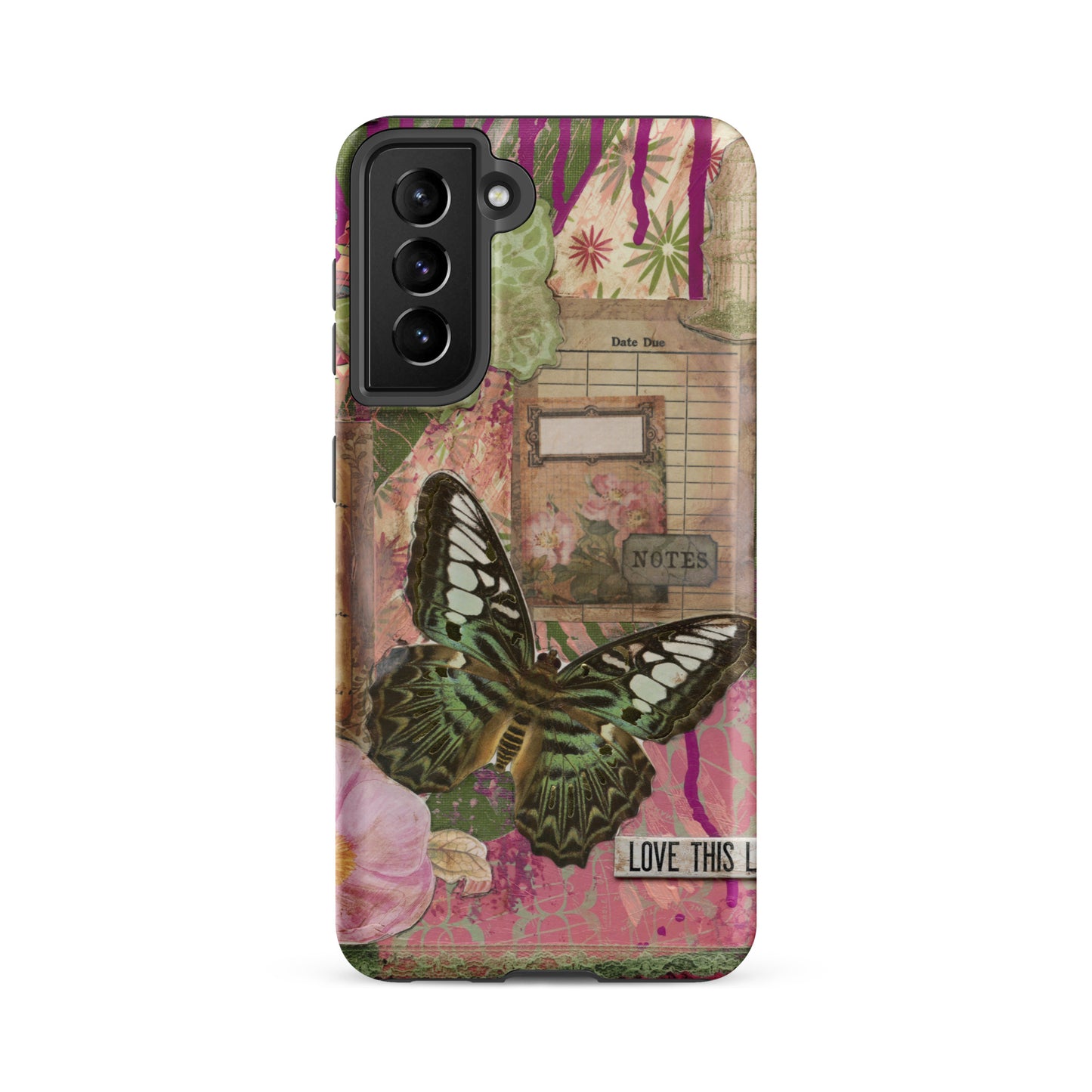 pink floral butterfly Samsung case love this life