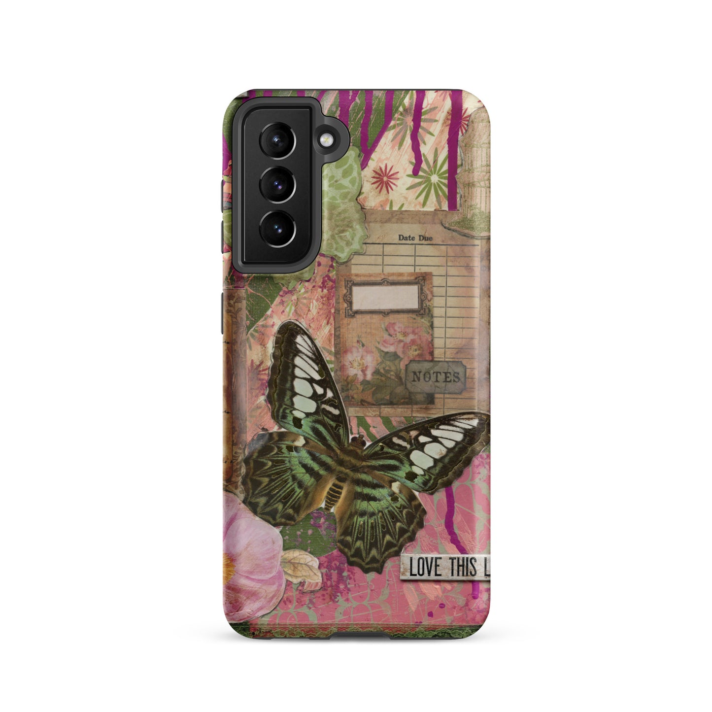 pink floral butterfly Samsung case love this life