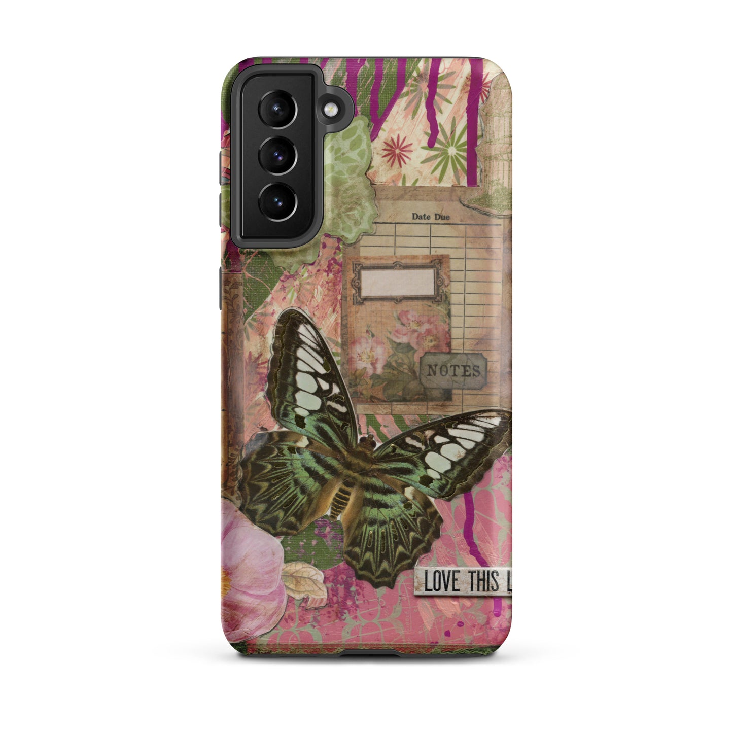 pink floral butterfly Samsung case love this life