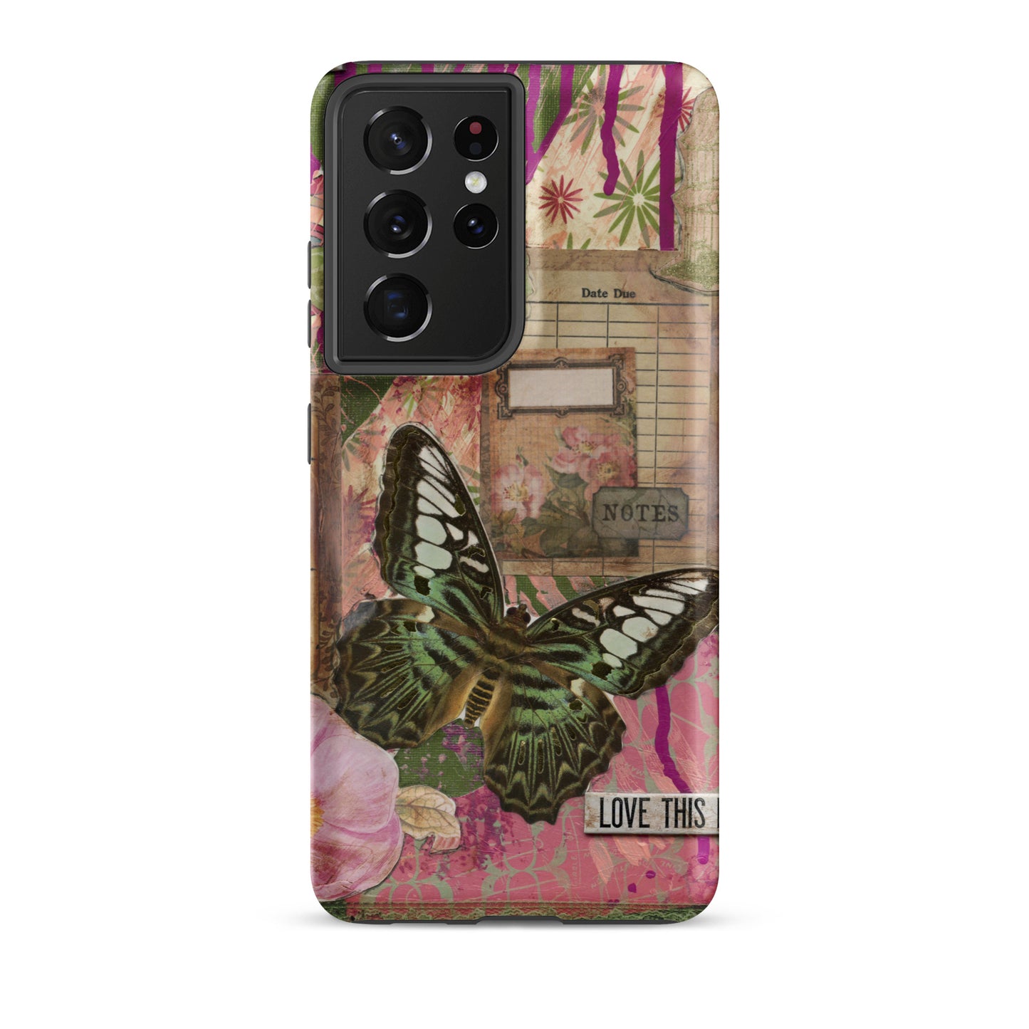 pink floral butterfly Samsung case love this life