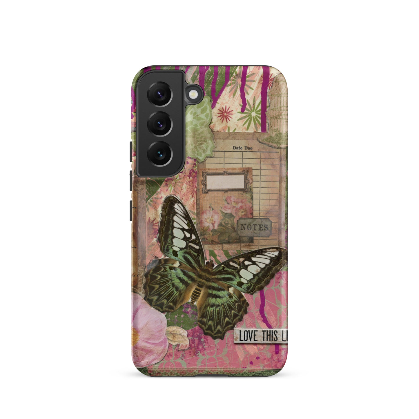 pink floral butterfly Samsung case love this life