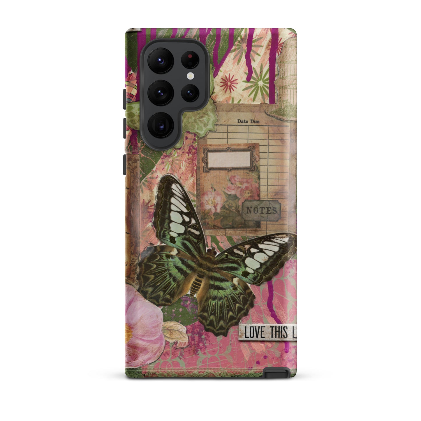 pink floral butterfly Samsung case love this life
