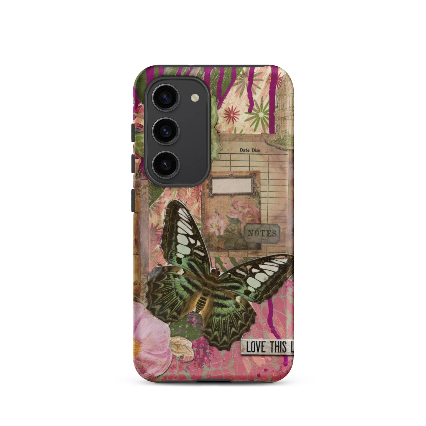 pink floral butterfly Samsung case love this life