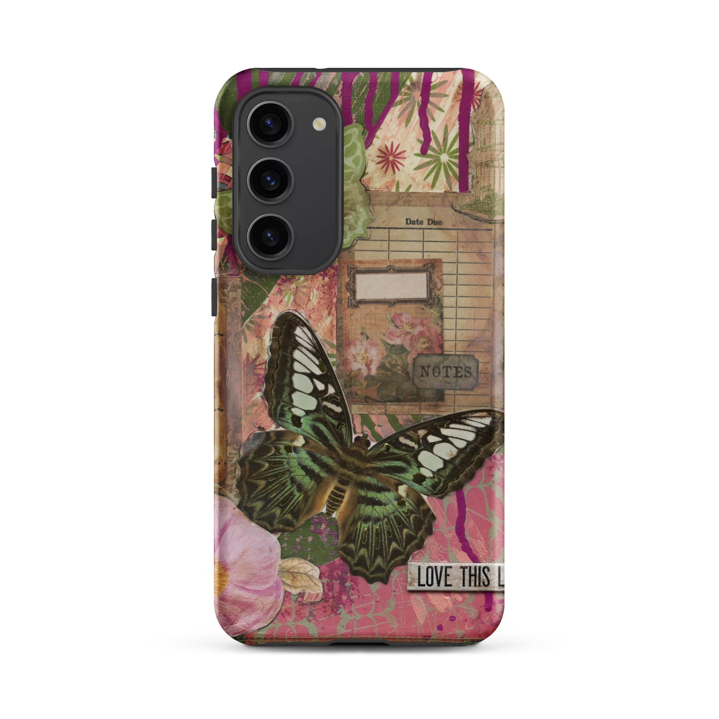pink floral butterfly Samsung case love this life
