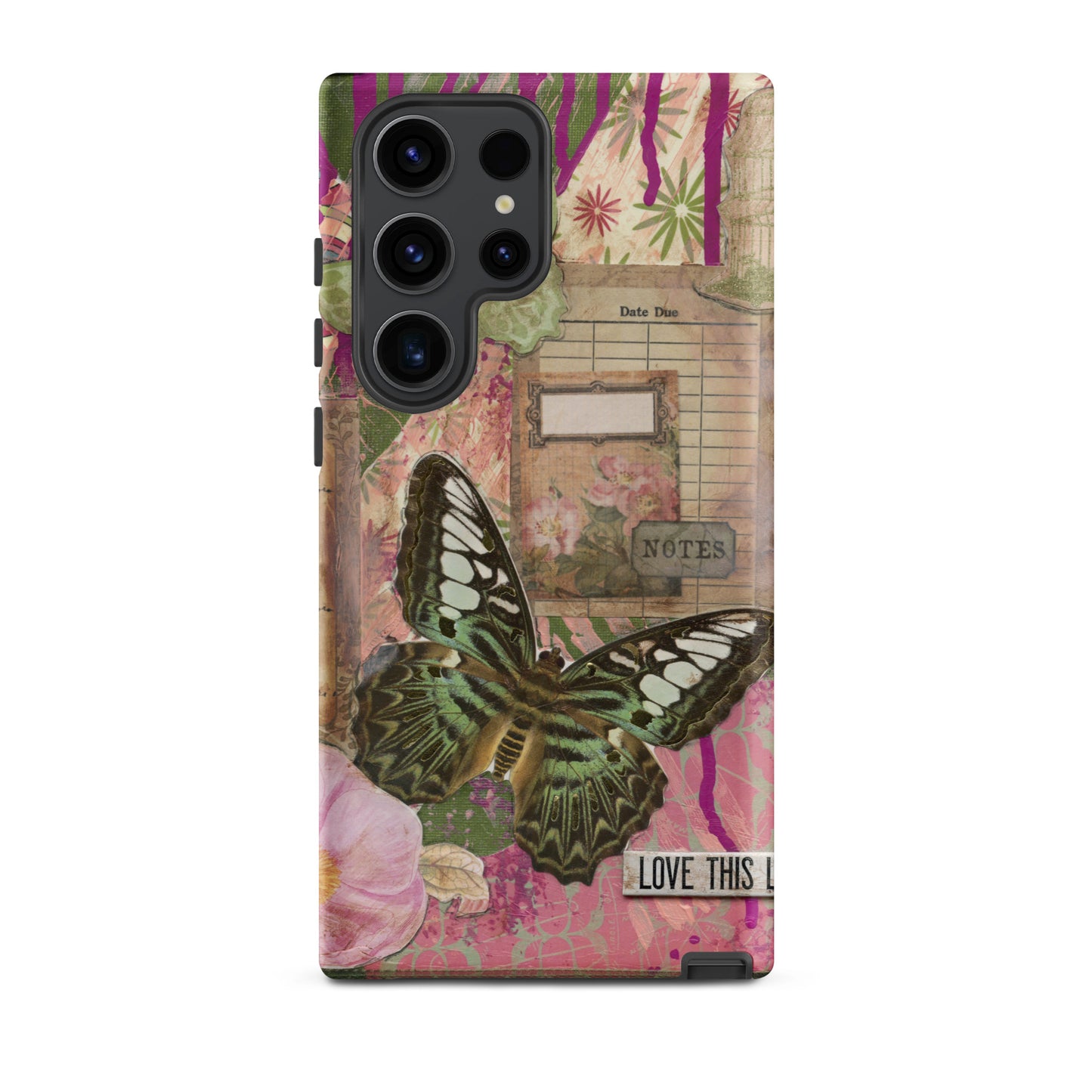 pink floral butterfly Samsung case love this life