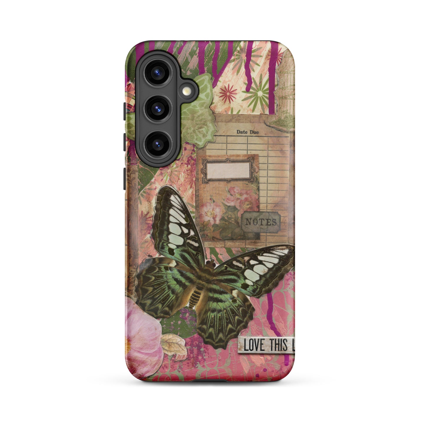 pink floral butterfly Samsung case love this life
