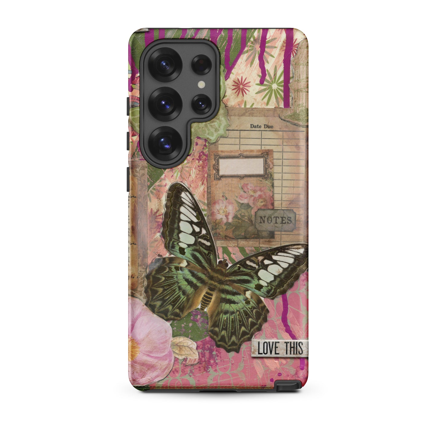 pink floral butterfly Samsung case love this life