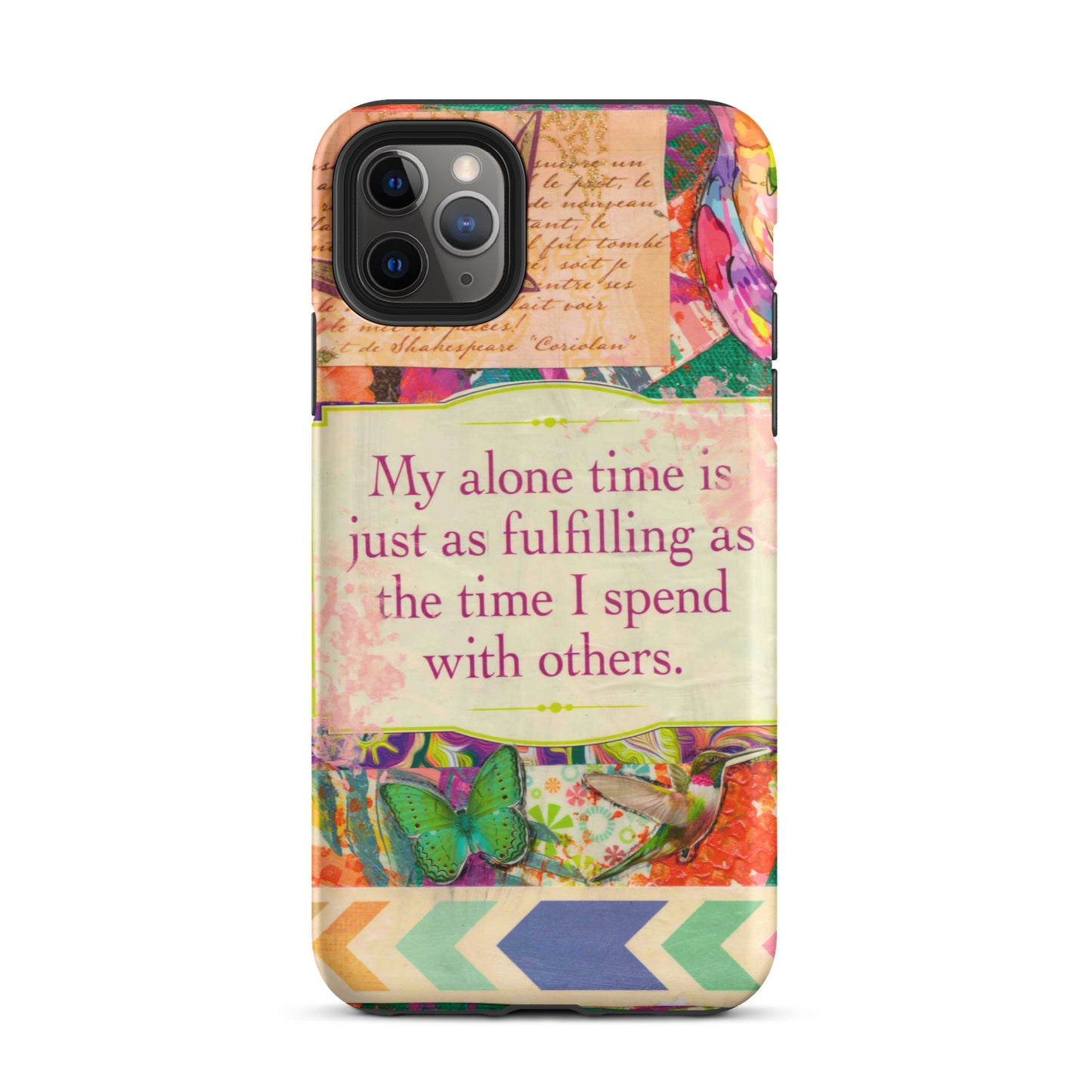 mixed media bird and butterfly phone case