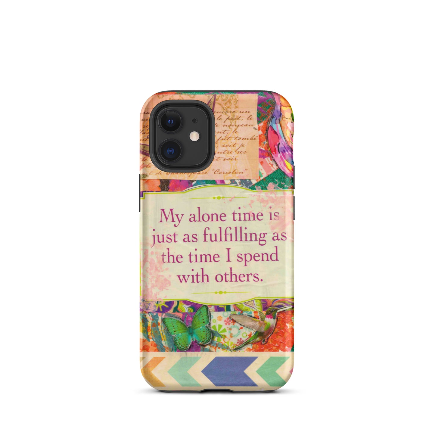  colorful mixed media bird and butterfly phone case