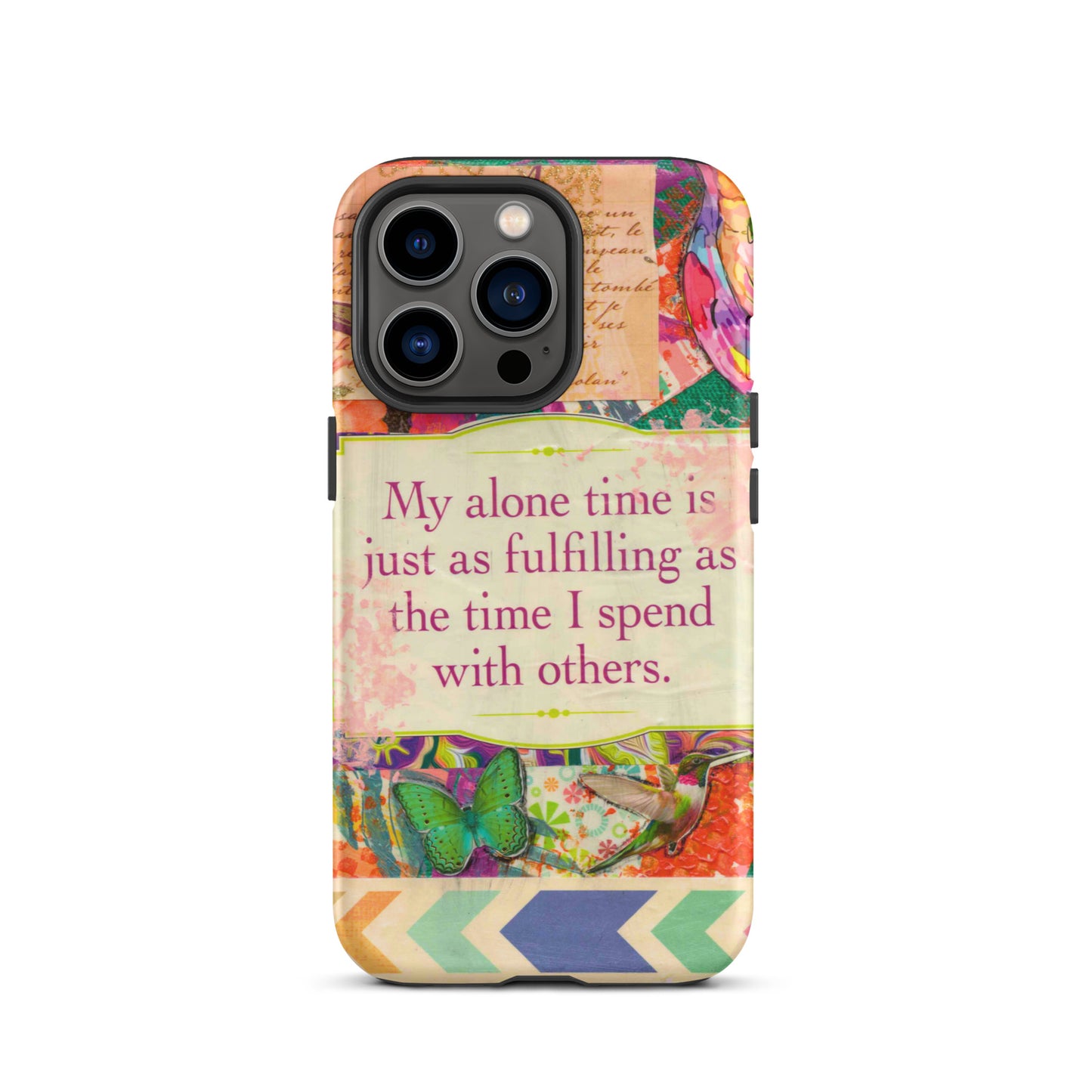 vibrant colors palette iphone case with a mantra on it