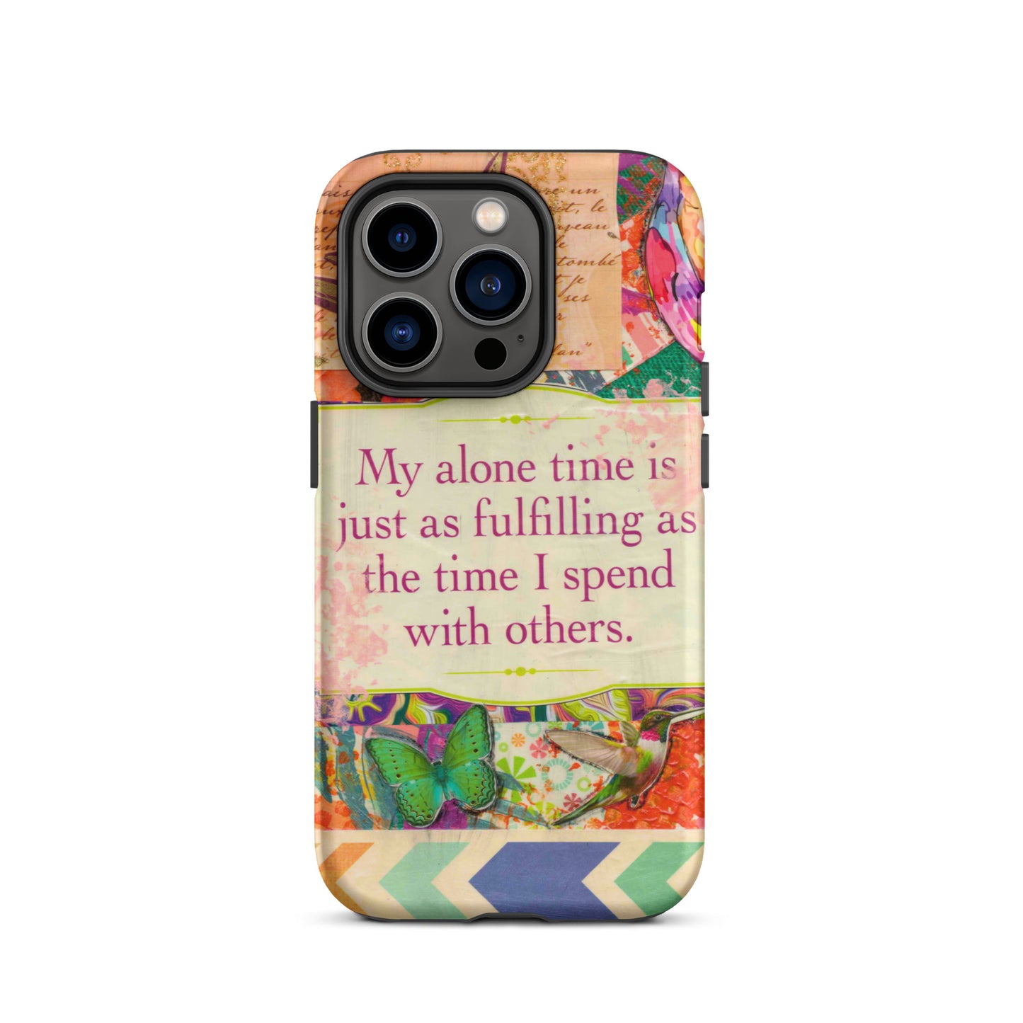 vibrant colors palette iphone case with a mantra on it